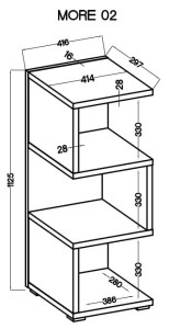Offenes niedriges Regal 112 cm Mehr 02 Eiche Artisan