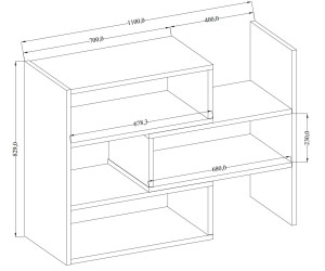 Verstellbares Bücherregal 83 cm Charles 03 Eiche Artisan
