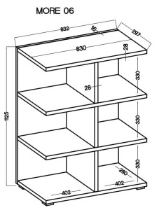 Offenes niedriges Regal 112 cm Mehr 06 Grau