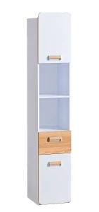 Bücherregal 35 cm mit Schublade Lorento 03 Weiß/Naseneiche