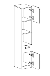 Bücherregal 35 cm mit Schublade Lorento 03 Weiß/Naseneiche
