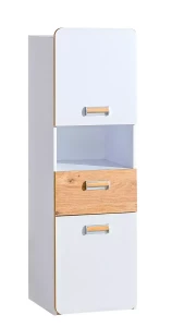 Regal 45 cm niedrig Lorento 04 Weiß/Nasch-Eiche