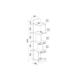 Bücherregal 35 cm Lorento 15 Weiß/Nasaleiche