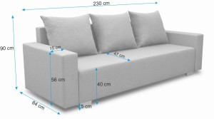 Schlafsofa mit Bettkasten Burgos Graphit