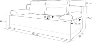 Schlafsofa Bonellfedern Eufori Graphit/Grau