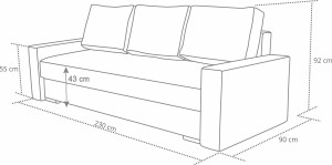 Schalfsofa mit Bettkasten Klass Plus Graphit/Silber