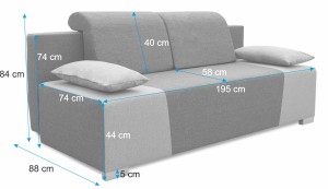 Schlafsofa mit Bettkasten Kordoba Graphit/Grau