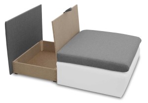 Kleines Einzelschlafsofa mit Bettkasten Toledo Grau/Weiß