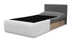 Kleines Einzelschlafsofa mit Bettkasten Toledo Grau/Weiß