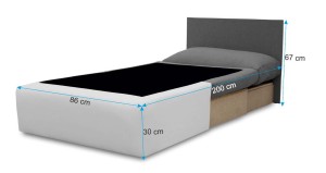 Kleines Einzelschlafsofa mit Bettkasten Toledo Grau/Antrazit