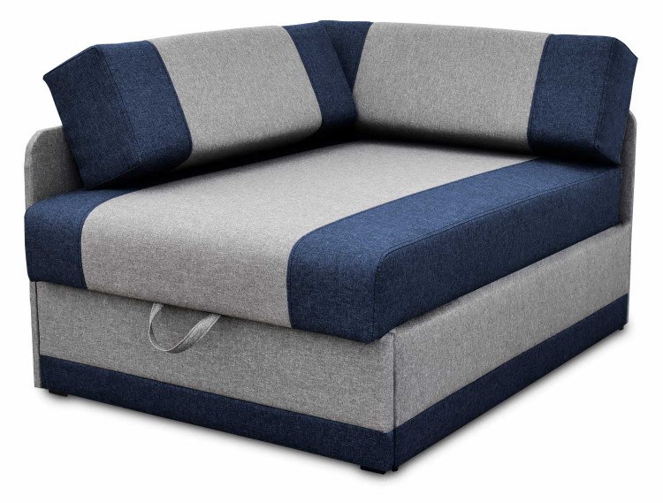 Ecksofa mit Schlaffunktion und Bettkasten Vaxer Ecksofa Navy Blau/Grau