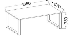 Lofttisch Imperial 185x67 Eiche Lancelot