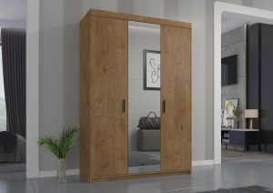 Dreitüriger Kleiderschrank mit Spiegel Elena Eiche Lefkas