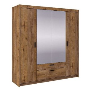 4-türiger Kleiderschrank mit Spiegel Elena 4D DL04 Eiche Lefkas