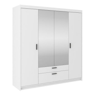 Viertüriger Kleiderschrank mit Spiegel Elena 4D WH04 Weiß