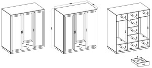 Schrank mit Schubladen Flawia 180 WHAR 3D 2S Weiß/Eiche Artisan
