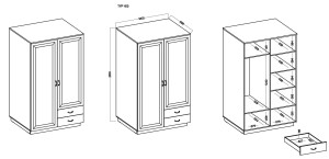 Schrank mit Schubladen Flawia 120 WHAR 2D 2S Weiß/Eiche Artisan