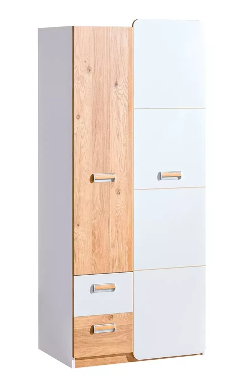 Schrank 80 cm mit Schubladen Lorento 01 Weiß/Naseneiche