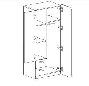 Schrank 80 cm mit Schubladen Lorento 01 Weiß/Naseneiche