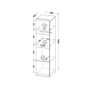 Schrank 45 cm mit Einlegeböden Lorento 02 Weiß/Nasch-Eiche