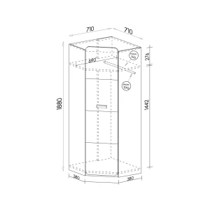 Eckschrank Lorento 14 Weiß/Nasaleiche