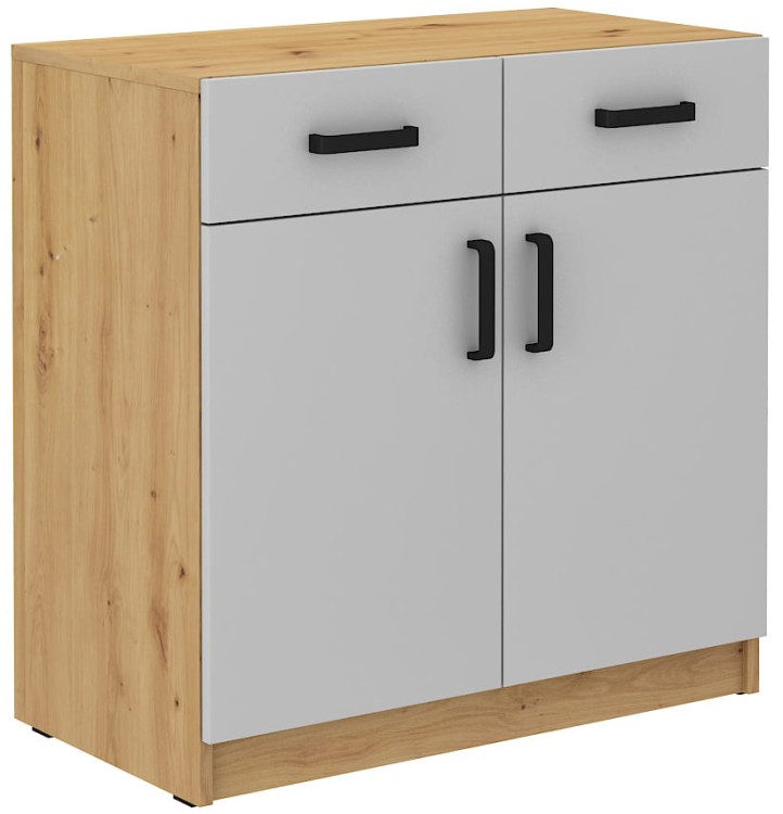 Büroschrank mit Schubladen Malta 105 2F 2S Grau/Eiche Artisan