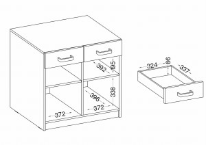 Büroschrank mit Schubladen Malta 105 2F 2S Grau/Eiche Artisan