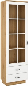 Schrank mit Schubladen Flawia WHAR 60 1D 2S Weiß/Eiche Artisan
