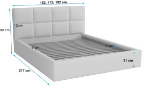 Doppelbett 180x200 mit Matratze - Alaska Graphite eco Leder