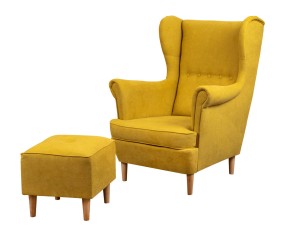 Ohrensessel mit Fußhocker Denver Gelb