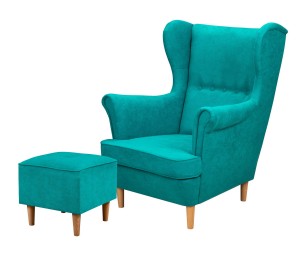 Ohrensessel mit Fußhocker Denver Türkis