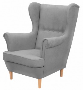 Ohrensessel mit Fußhocker Denver Light Grey