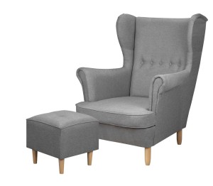 Ohrensessel mit Fußhocker Denver Grey