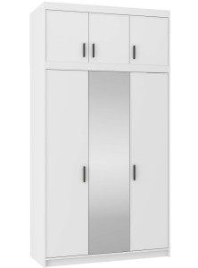 Dreitüriger Kleiderschrank mit Spiegel und Auszug Elena Weiß