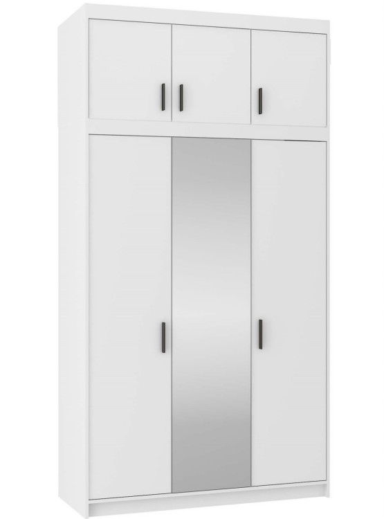 Dreitüriger Kleiderschrank mit Spiegel und Auszug Elena Weiß