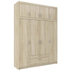4-türiger Kleiderschrank Elena 4D SO04 mit Aufsatz NAEL SO04 Eiche Sonoma