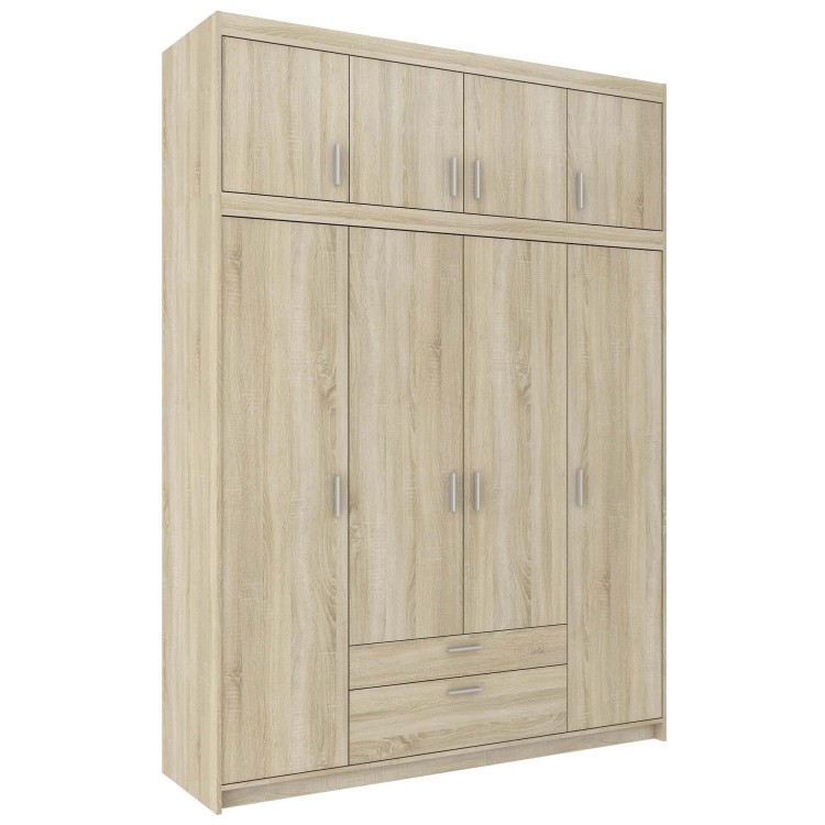 4-türiger Kleiderschrank Elena 4D SO04 mit Aufsatz NAEL SO04 Eiche Sonoma