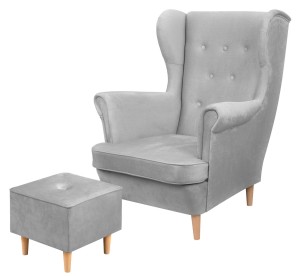 Ohrensessel mit Fußhocker Floki Grau