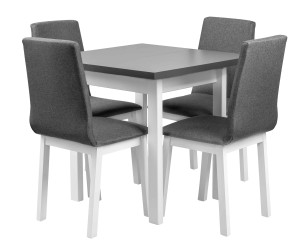 Tisch mit 4 Stühlen L002 Weiß/Graphit