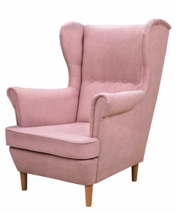 Skandinavisches Möbelset Schlafsofa mit Bettkasten und Sessel Pink
