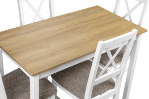 Tischset mit 4 Stühlen X002 Weiß/Eiche Grandson