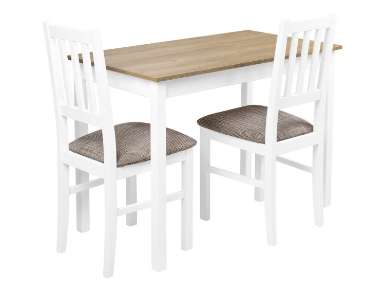 Tischset mit 2 Stühlen X004 Weiß/Eiche Grande