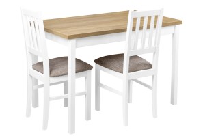 Tischset mit 2 Stühlen X005 Weiß/Eiche Grande