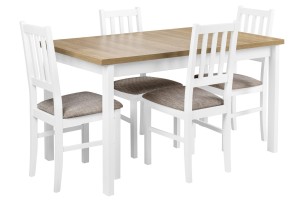 Klapptisch mit 4 Stühlen X010 Weiß/Eiche Grandson