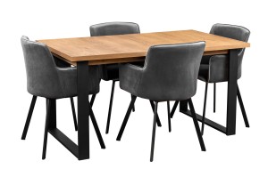 Klapptisch mit 4 Stühlen Y071 Schwarz/Eiche Lefkas