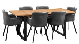 Klapptisch mit 6 Stühlen Y071 Schwarz/Eiche Lefkas