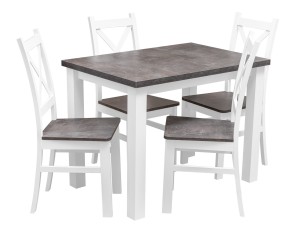 Tisch mit 4 Stühlen Z052 Weiß/ Beton