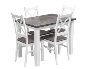 Tisch mit 4 Stühlen Z052 Weiß/ Beton