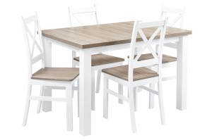 Tisch mit 4 Stühlen Z059 Weiß/Eicheonoma