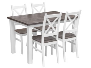 Tisch mit 4 Stühlen Z062 Weiß/Beton
